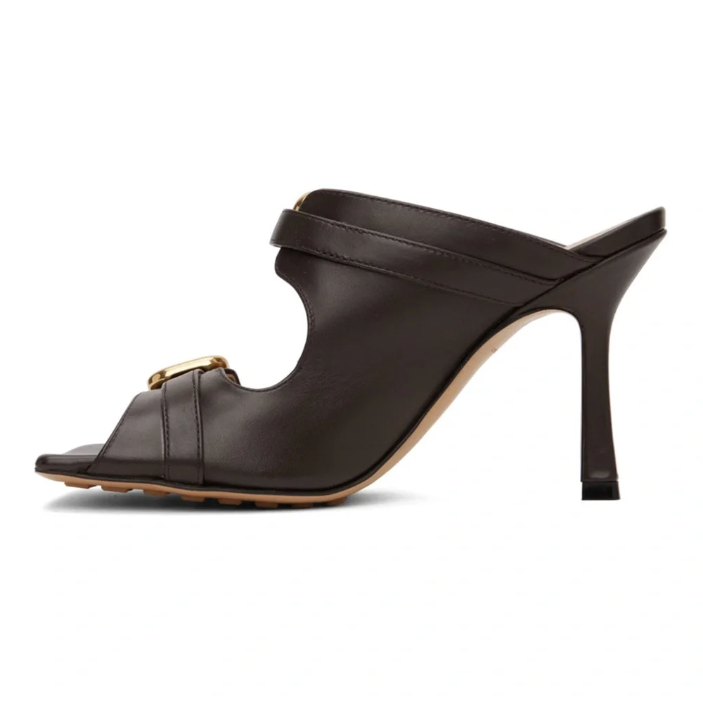 BOTTEGA VENETA Brown Stretch Buckle Mule Size 39 MSRP $1,400 - Picture 4 of 5